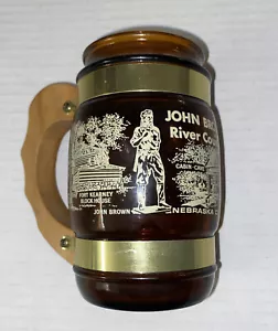 Vintage John Brown’s Cave Nebraska Holzgriff Glas Becher River Country Otoe - Bild 1 von 9