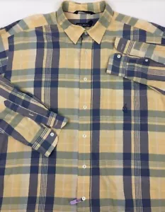 Camicia uomo NAUTICA bottoni davanti quadri manica lunga snap blu beige taglia XL - Foto 1 di 10