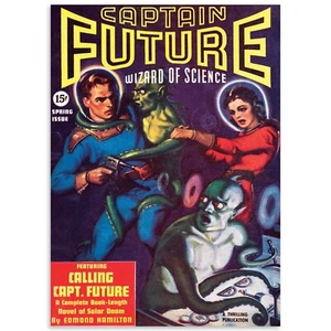 Captain Future 20x28 Vintage Pulp Sci-Fi Poster, Reproduktion Wanddeko Kunst - Bild 1 von 4