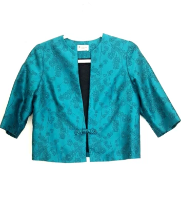 Clover Cropped Hawaiian Blazer Size Small Jacket Floral Mandarin Vintage 1950s - Image 1 of 4