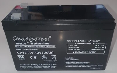 CooPower 2UKJ4 Sealed Lead-Acid Rechargeable Battery 7 Ah Capacity - Image 1 of 2
