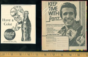 3 SMALL MAGAZINE ADS - COKE. B/A & THE FONZ - Picture 1 of 1