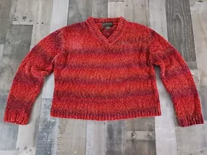 Classiques Entier Sweater Womens Large V Neck 100% Acrylic Cranberry Burgundy - Picture 1 of 9