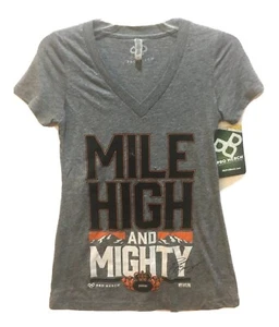 NWT Small Mile High and Mighty Peyton Manning Broncos Ladies V-Neck T-Shirt Tee - Picture 1 of 4