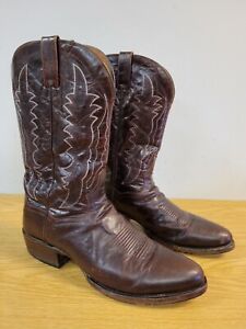 Dan Post Men's Brown LEATHER Milwaukee R Toe Western Boots Size 13 D
