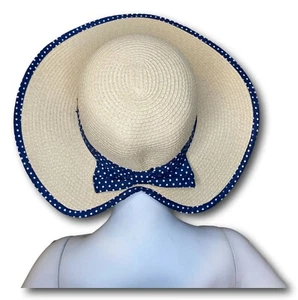 Sombrero de verano de mujer sombrero de paja sombrero Panamá con correa de sombrero azul correa de lijado de Hawkins - Imagen 1 de 5