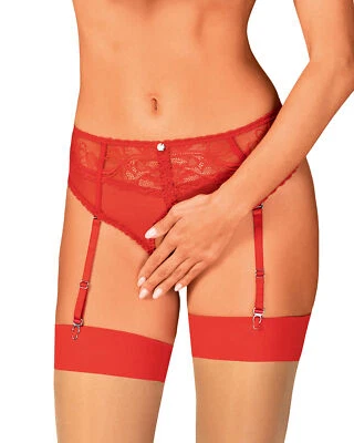 Ouvert-Panty Dagmarie rot mit Strapshalter transparent elastisch XS S M L XL XXL - Bild 1 von 4
