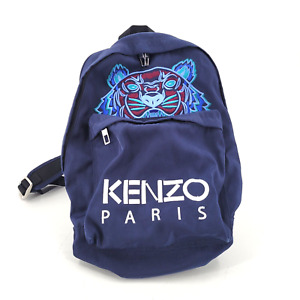 Kenzo Paris Rucksack Tiger Nylon Backpack Blue / White Adjustable Straps