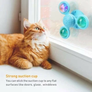 Windmill Cat Toys Fidget Spinner for Cats with LED and Catnip Balls Blue USA