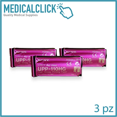 MEDICALCLICK 3 Rotoli Carta Termica SONY UPP 110 HG ORIGINALE per stampante ecografica