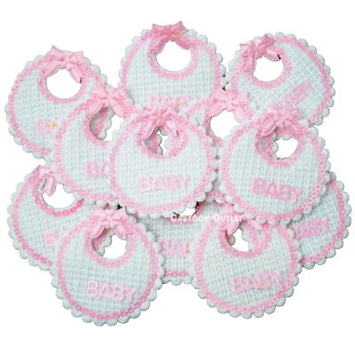 12 Mini Baberos Baby Shower Rosa Niña Favores Decoración Recuerdos Babero Rosa Nina Foto 1 de 4
