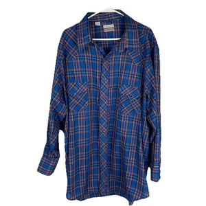 VINTAGE Sears Shirt Mens 3X 19-19.5 Plaid Button Up Western Wear Pearl Snap - Picture 1 of 8