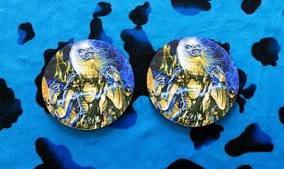 IRON MAIDEN - LIVE AFTER DEATH -  PAIR OF PRINTED ROUND COASTERS - Image 1 of 2