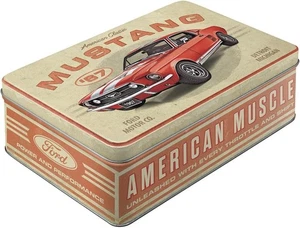 Vintage Style Retro Lidded Storage Tin FORD MUSTANG American Muscle Car - Picture 1 of 3