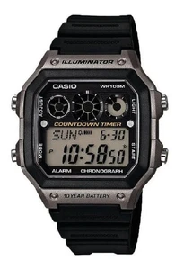 CASIO UHR AE-1300WH-8A DIGITAL GUMMI SCHWARZ WASSERDICHT LED LICHT AE1300 - Bild 1 von 2
