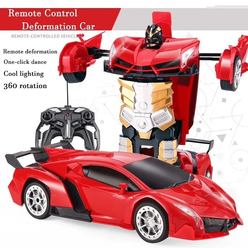 Remote Control Transform Robot Car Toy for Kids with Dazzling Light 360°Rotating - Image 1 of 1