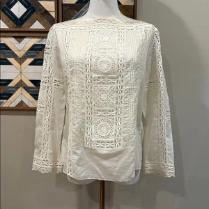 Vintage Ralph Lauren Ivory Bateau Neck Lace Top size 10 - Picture 1 of 13