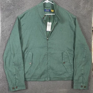 Polo Ralph Lauren Chaqueta Bomber Verde Lino Algodón Poni Para Hombres 2XL NUEVA CON ETIQUETAS $298 - Imagen 1 de 6
