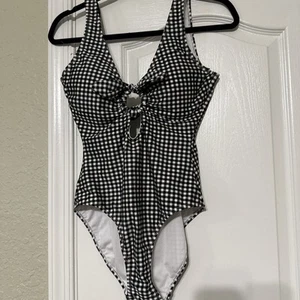 Bongo Women’s Swimsuit One Piece Gingham Print Low Back Sz Medium - Picture 1 of 3