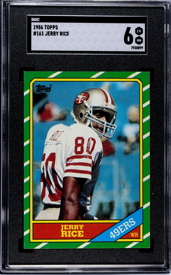1986 Topps - Jerry Rice #161 C* con derechos de autor (RC) HOF 49ers SGC 6 grado Ex/casi nuevo Foto 1 de 2