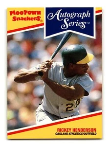 Rickey Henderson 1992 MooTown Snackers #19 Autograph Series Athletics Mint - Picture 1 of 2