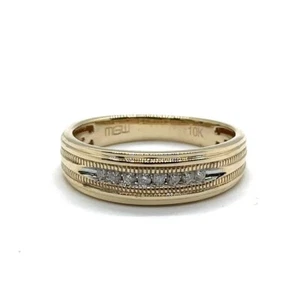 Gent's Gold-Diamond Wedding Band 8 Diamonds .08 Carat T.W. 10K Yello (EPJ025076) - Picture 1 of 6