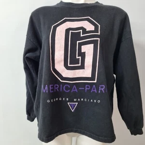 VTG Guess America Paris Crewneck Sweatshirt 90 Y2k Pullover Graphic Logo Boxy L - Picture 1 of 8