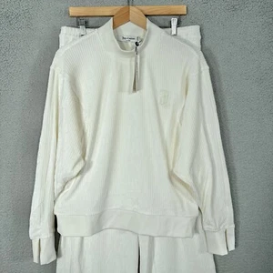 Neu mit Etikett Juicy Couture Velours Trainingsanzug Set Damen Large 2-teilig creme gerippt Y2K weites Bein - Bild 1 von 21