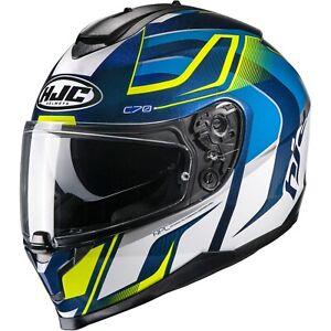 HJC C70 Lantic MC3H Motorcycle Helmet Integral Slightly Blau-Weiß-Fluogelb