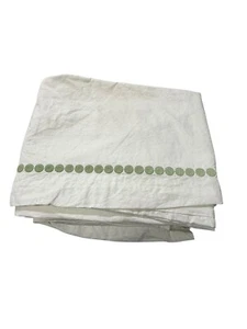 2 Pottery Barn PEARL EMBROIDERED Drapes 50 X 63” Green Border WHITE COTTON Light - Picture 1 of 6
