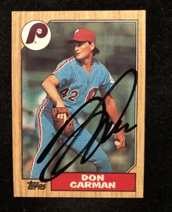 Tarjeta de béisbol firmada autografiada por Don Carman 1987 Topps 355 Phillies - Imagen 1 de 1