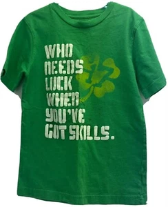Kids Gap Boys Small 6/7 Who Needs Luck 100% Cotton Clover Tee - Picture 1 of 3