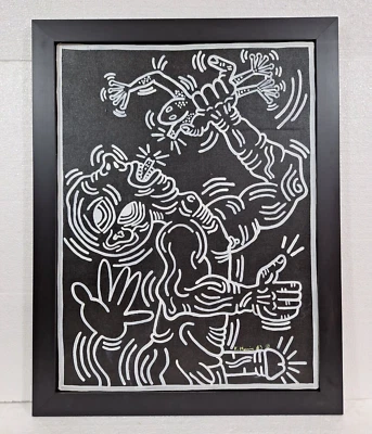 KEITH HARING ACRÍLICO SOBRE LIENZO FIRMADO Y FECHADO 1983 CON MARCO BUEN ESTADO Foto 1 de 4