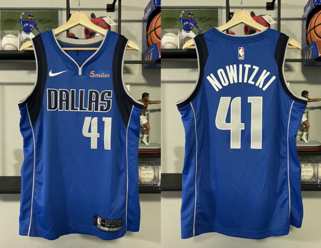 Mitchell & Ness NBA Swingman Jersey Dallas Mavericks Hall of Fame Dirk Nowitzki #41 Men Jerseys Blue in Size:M