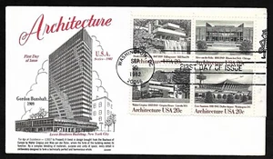 #2019-2022 (2022a) 20c American Architecture  Se-tenant - Gamm FDC ZIP Blk 4 - Picture 1 of 2