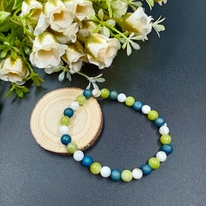 Green Quartz, Blue Druzy & Shivaay Beaded Elastic Bracelet - Picture 1 of 10