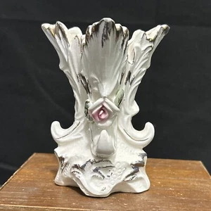 Porzellan Rose mit Goldbesatz. Knospenvase ~ Made in Japan. 4 Zoll groß - Bild 1 von 6