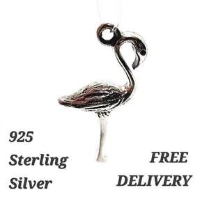 925 Sterling Silver Flamingo Bird Animal Charm Jewellery Pendant - Bild 1 von 11