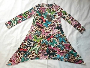 Roberto Cavalli Long Sleeve Viscose (Rayon) Butterfly Print Dress size 4 NWT - Picture 1 of 4