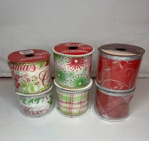 18 yards of 2"-2.5" Christmas Ribbon lot 3 Yard Each Holiday Gift Wrap 54 feet - Picture 1 of 2