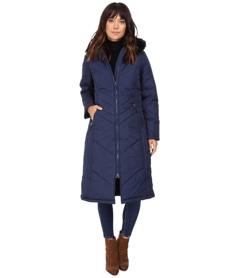  KC Collections Women's Long Stadium Puffer Sapphire Outerwear LG - Image 1 of 1