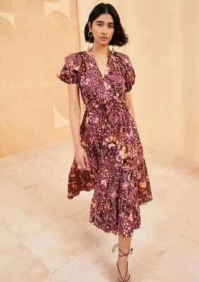 NWT Ulla Johnson Olina Floral Midi Dress, Black Currant Size 2, 4 $470 - Image 1 of 4