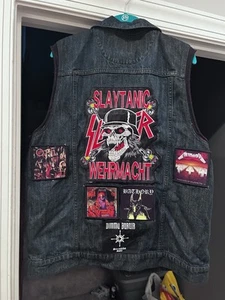 Vintage Battle Vest Featuring Metal Band Patches Rude Brand Vest XL With Hooded - Picture 1 of 18