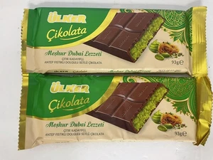 2x Ulker Dubai Pistazienriegel 93g Pistazien gefüllt Milchschokolade knusprig Kataif - Bild 1 von 3