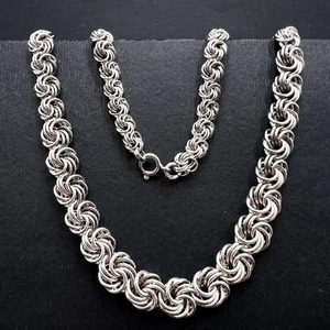 Cadena de collar de plata de ley 925 vintage masiva - Moderna unisex 44 cm 29,38 g - Imagen 1 de 8