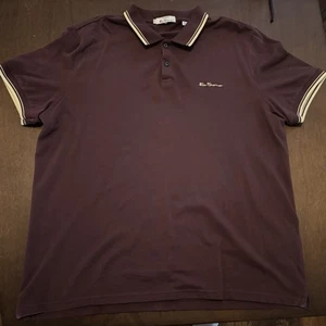 Polo Ben Sherman 2XL Borgogna Crema Oi! Punk Casual - Foto 1 di 5