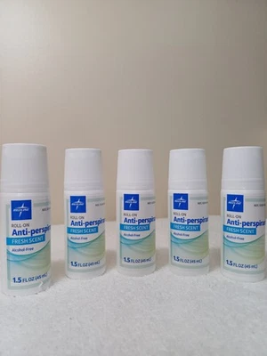 5 роликовых антиперспирантов Medline со свежим запахом без алкоголя 1,5 жидкой унции срок годности 05/27 - Изображение 1 из 4