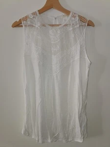 Weiß meliert "H&M Mama" Umstandsmode Ornamente Spitze Top Tanktop Shirt in L - Bild 1 von 7