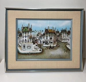 Vintage gerahmtes Robert Scott Pariser Straßenszene Gemälde 22x18 Leinwandbild - Bild 1 von 8