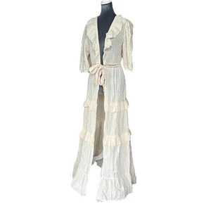 Mable Anthropologie Dana Duster Maxi Ruffle Boho Costal Cowgirl Womens Size Med - Picture 1 of 19